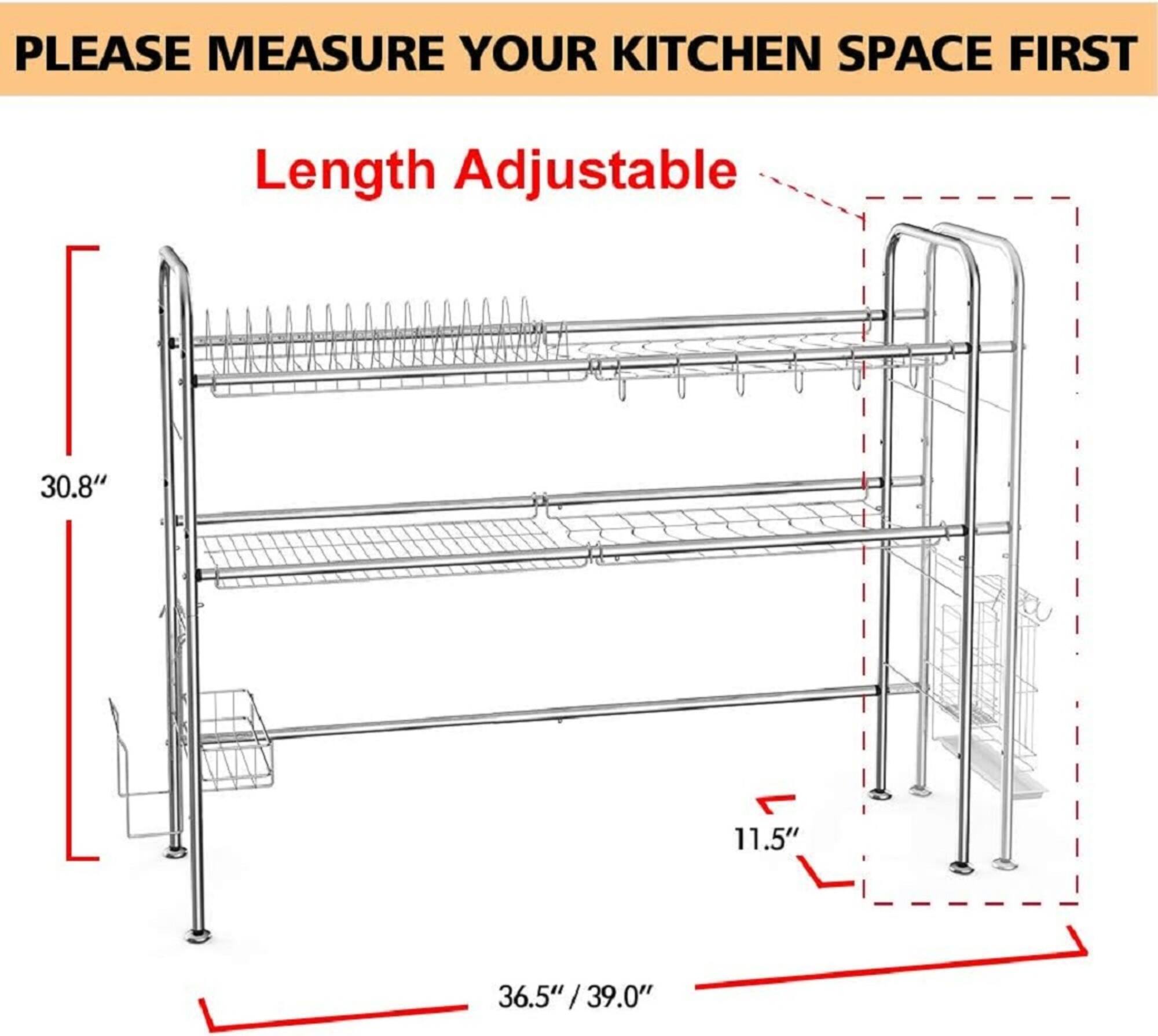 Silver Stainless Steel Adjustable Dish Racks